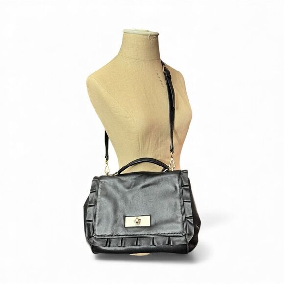 Kate Spade Black Leather Ruffled Edge Tote - Picture 3 of 10